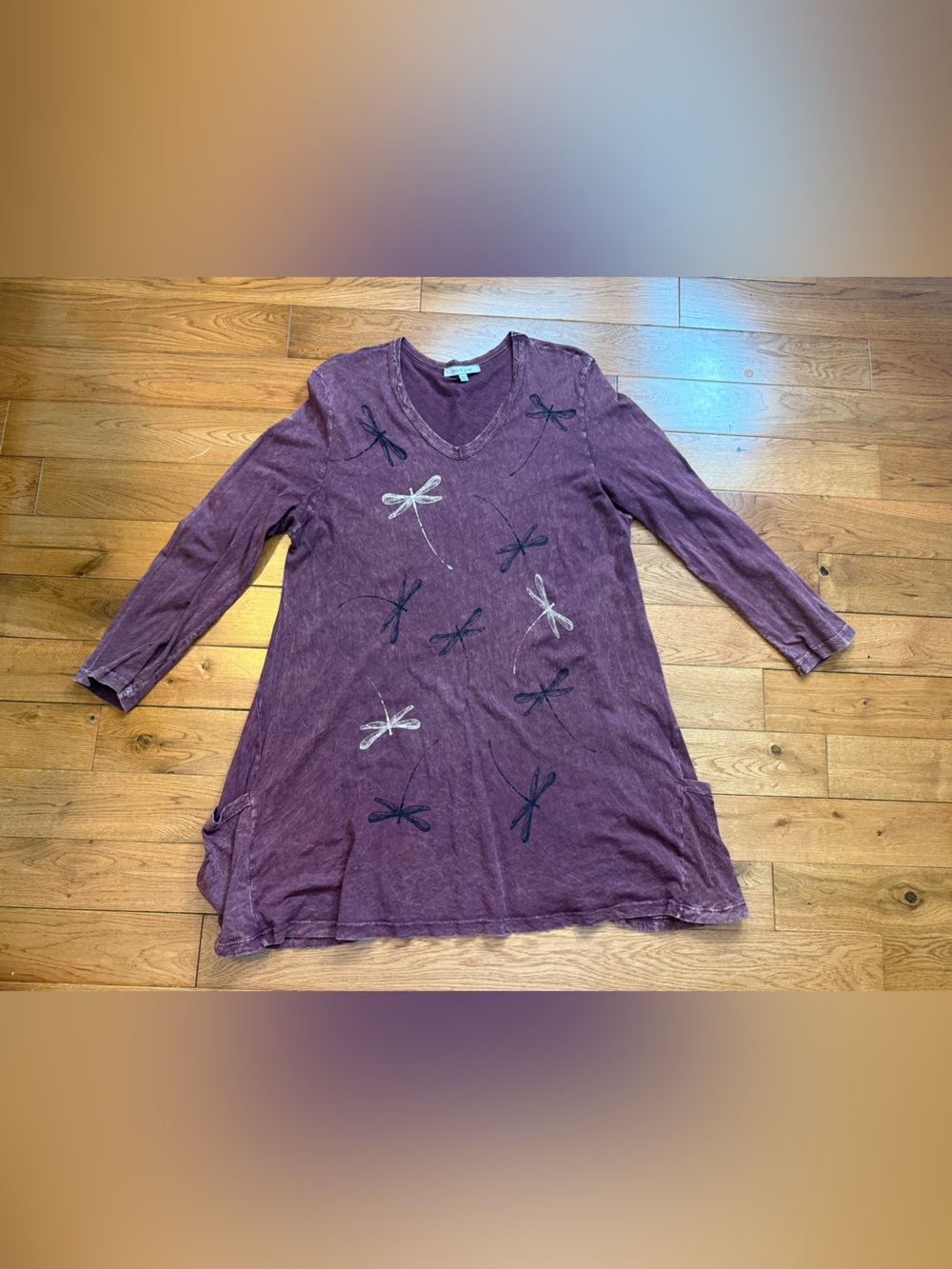 Jess & Jane Dragonfly Print Mineral Wash Tunic